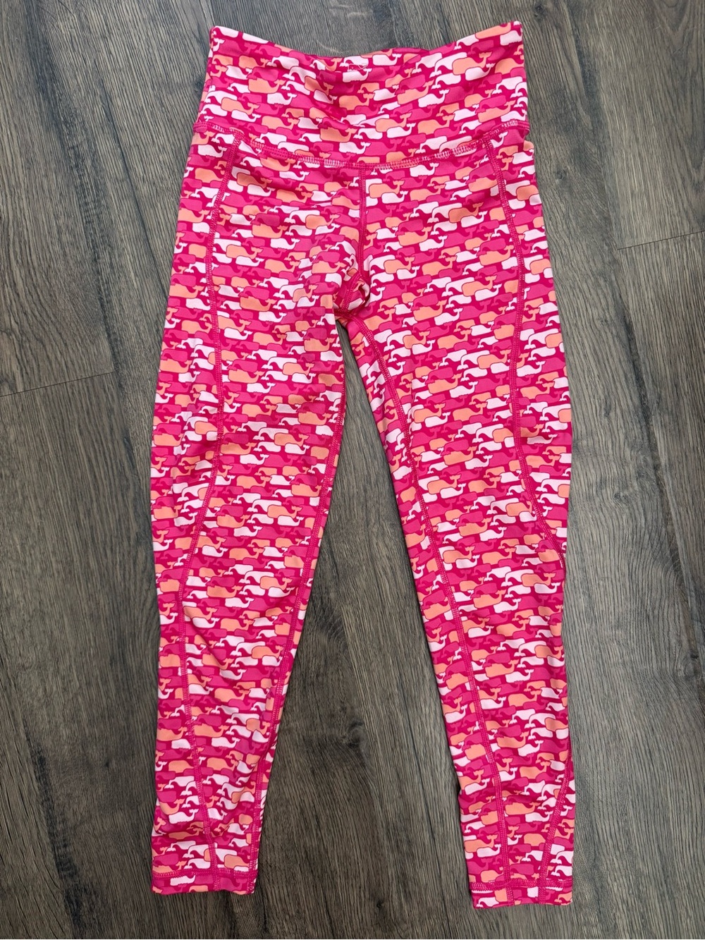 Vineyard Vines Performance Pink All Over Whale Print Athletic Leggings Size XXS